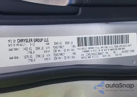 2012 Jeep Grand Cherokee Laredo from USA, damaged, VIN 1C4RJFAG5CC288037